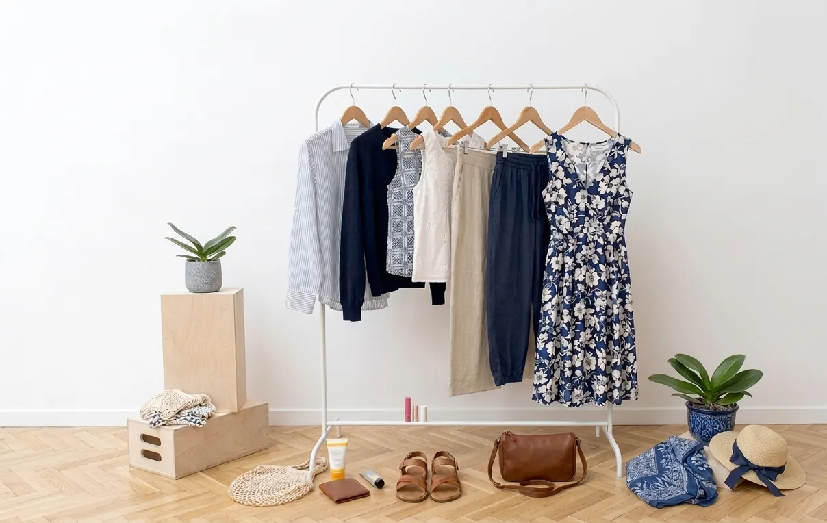 Carry-on capsule wardrobe packed for a European summer trip